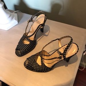 Charles Jourdan Black & White Swiss Dot Platforms